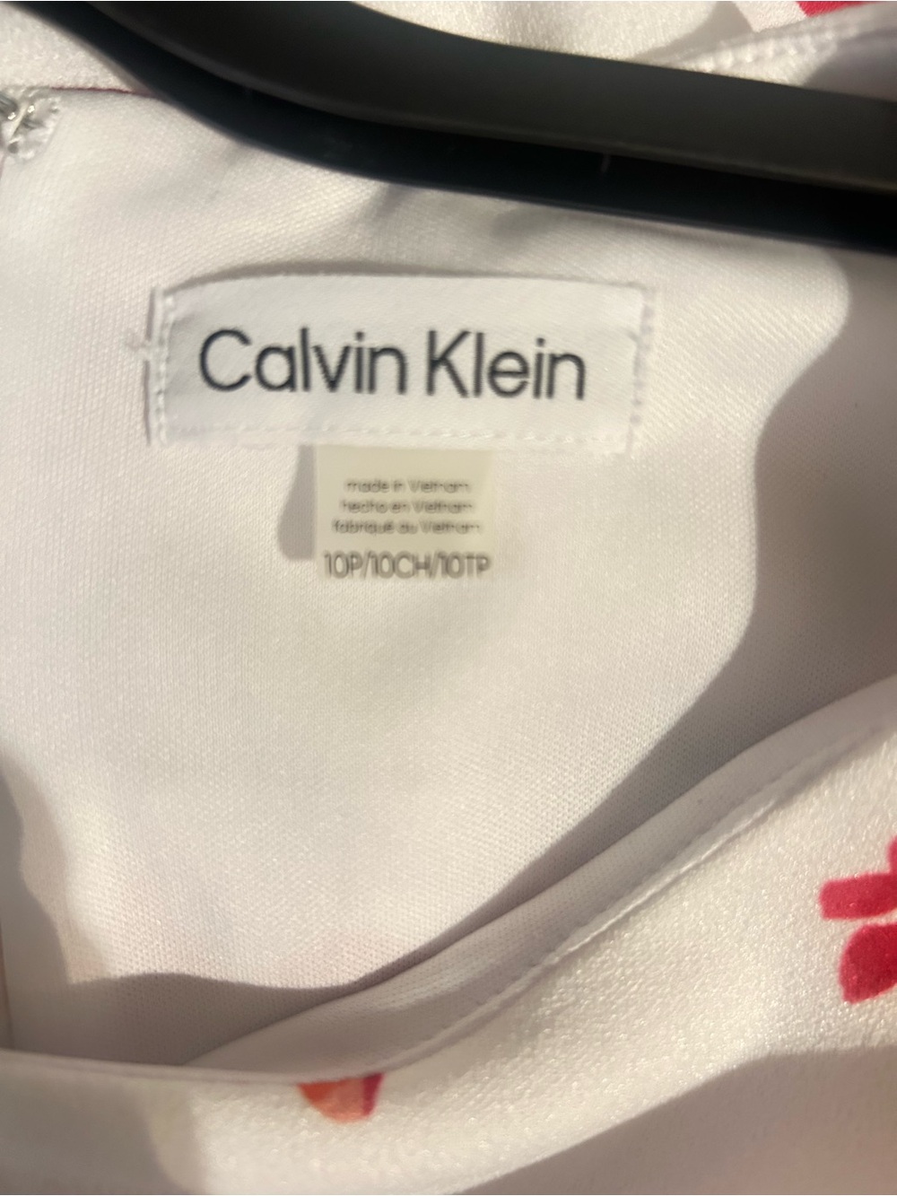 Calvin Klein White dress with Pink and Red Floral Detail